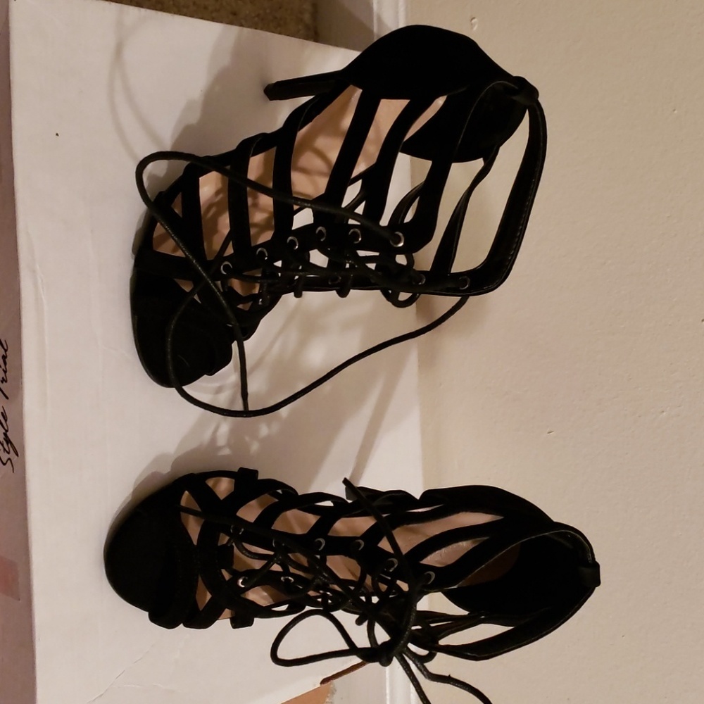 Black strappy heels